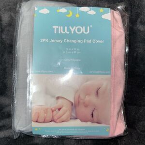Nwt changing pad covers jersey knit pink and gray